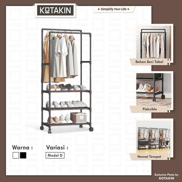 Rak Gantung Baju 3 Susun Pakaian Rak Sepatu Gantung Besi Lemari Aesthetic Besi Tebal Import