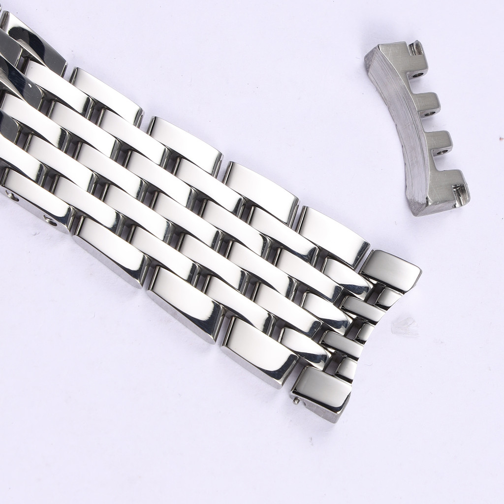 new 24mm polished silver solid stainless steel watchband for Breitling Navitimer deployment clasp