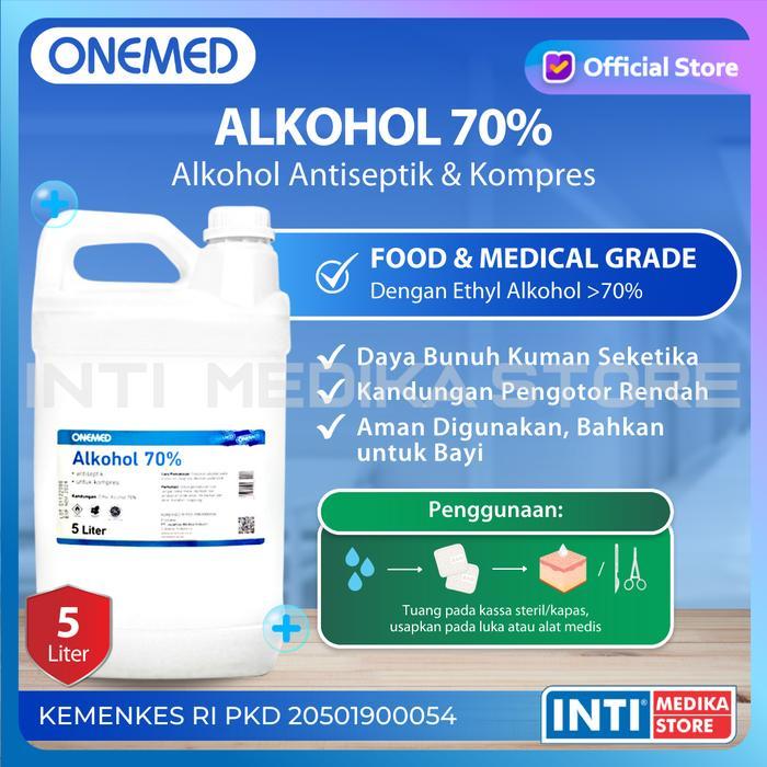 ONEMED - Alkohol 70% 5 Liter Alkohol Antiseptik Alkohol Onemed