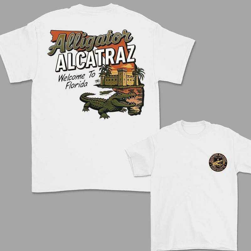 Alligator Alcatraz Welcome To Florida Gator T-Shirt, Florida Everglades Parody Design T-Shirt For Wo