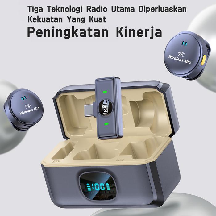 Yincoree Q8 Mikrofon Klip Nirkabel Magnetik, Mikrofon Klip Dual Channel, Plug And Play Hp, Mikrofon