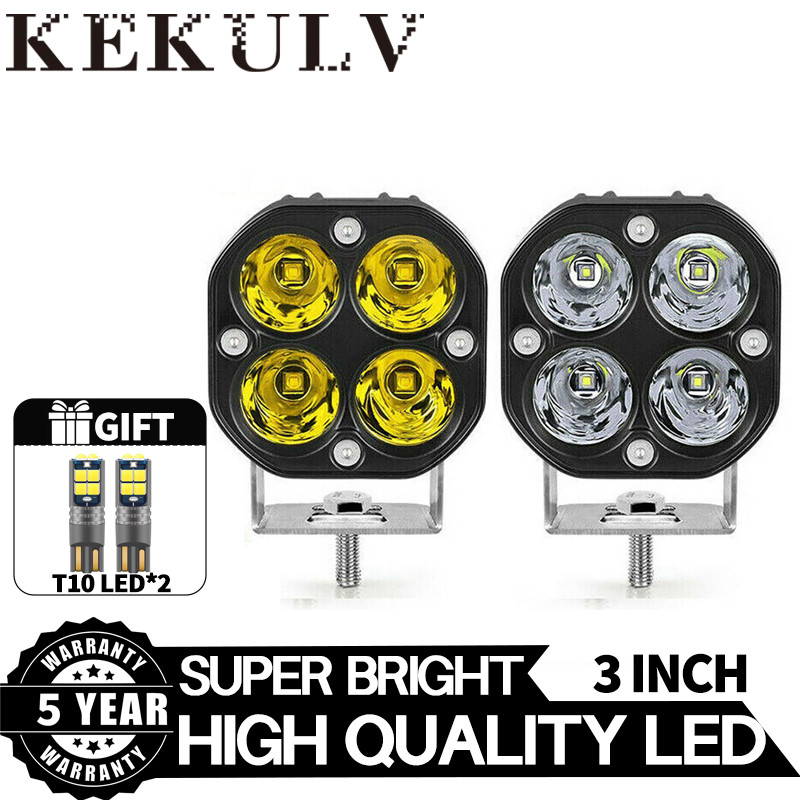 Auto Moto 3 Inch 40W Yellow LED Work Light Bar Pod Spotlight Driving Fog Off Road