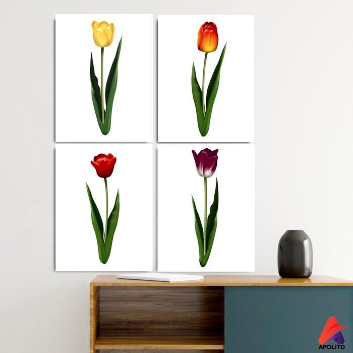 HIASAN DINDING BUNGA TULIP WALL DECOR PAJANGAN POSTER DINDING KAYU BUNGA TULIP DEKORASI BUNGA TULIP