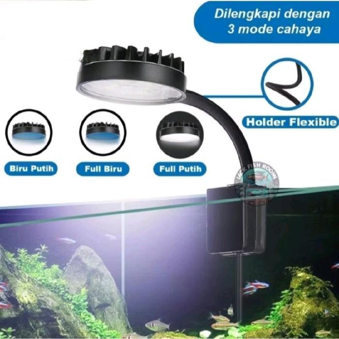 Premium Lampu Led Jepit 3 Mode Warna Aquarium Aquascape Original