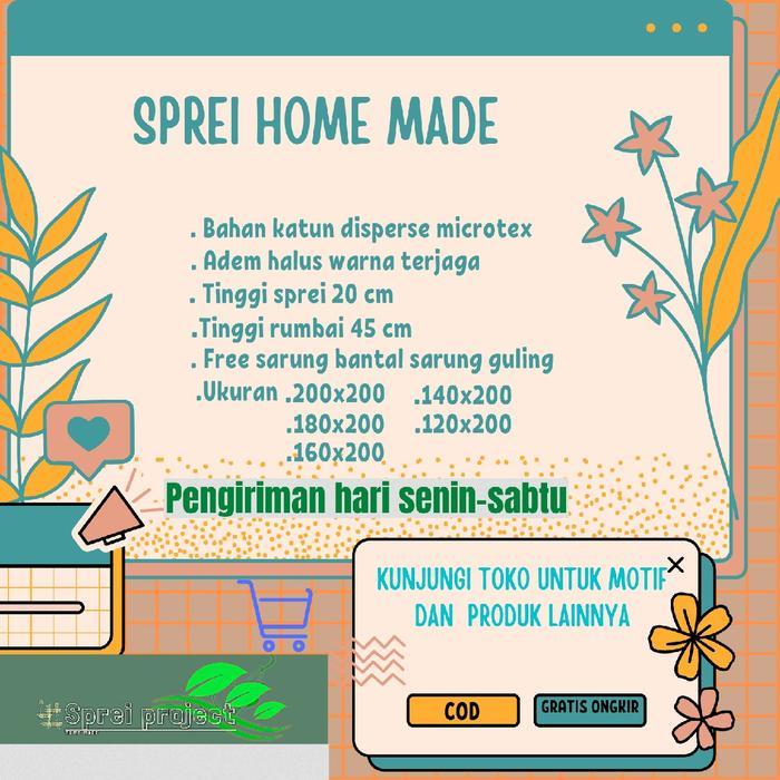 Sprei Rumbai Ukuran 140x200 Bahan Katun Motif Bunga