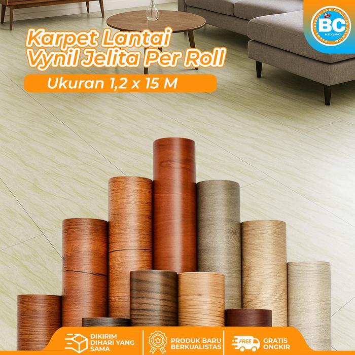 BC Karpet Vynil JELITA karpet Lantai 1,2 x 15M Tebal 0,25 Alas Meja Plastik Vinyl Premium