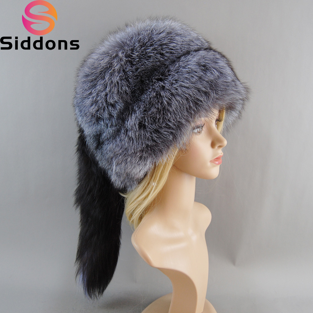2025 Unisex Real Fox Fur Beanies Hat Mongolian Hat Unique Process Fox Tail Design Luxury Winter Warm