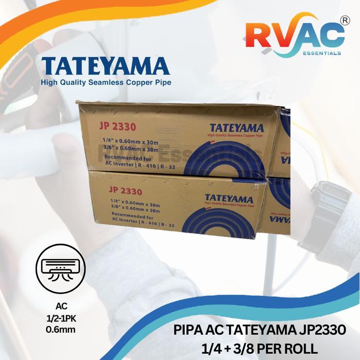 Tateyama Pipa AC JP2330 1/4 x 3/8 Tebal 0.60mm Panjang 30 Meter untuk Freon R22 R410a R32