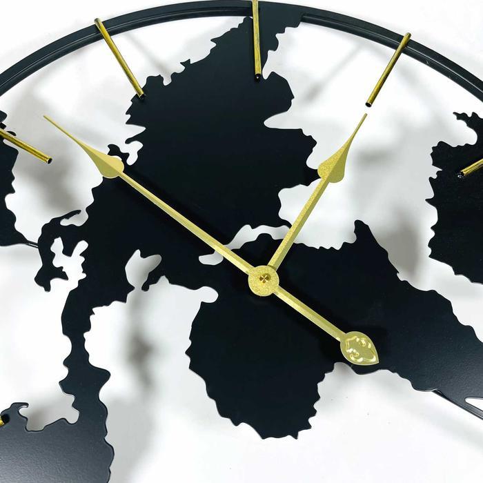 OUGWA Jam Dinding Besar Globe Design Iron Silent Movement 60cm - OG-55