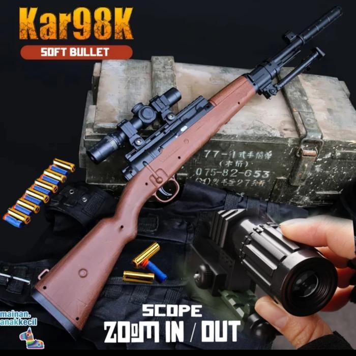 Mainan Anak Laki Tembakan AWM KAR 98K Nerf Soft Bullet - Water Gel Blaster Gun Automatic Manual
