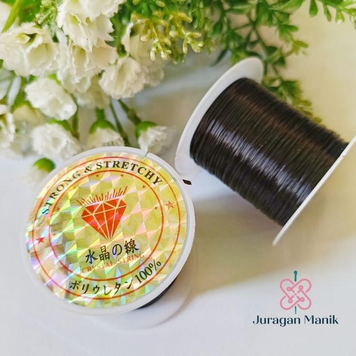 1ROLL SENAR PIPIH ELASTIC -SENAR GELANG & KALUNG - SENAR GEPENG HITAM PUTIH