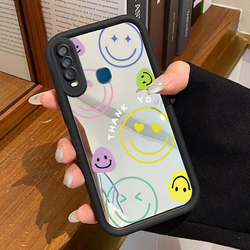 Casing Hp VIVO Y17 Y15 Y12 Y12i Y3 Y3s 2020 Case Casing Kematian Smile Emoji Tas Pola Kasus cermin t