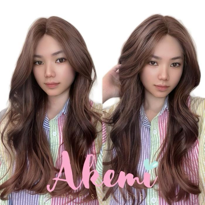 [AKEMI HAIR] - LACE FRONT WIG AKEMI - CURTAIN BANGS WAVY 60cm [ Rambut Palsu Wanita Wig Natural