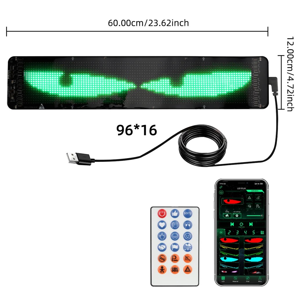 Dynamic Display Screen LED Eye for Car Window Screen Wireless Adhesive LED Light Flex LED Display