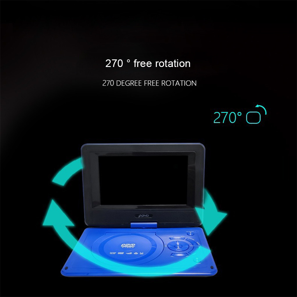 Portable DVD Player with 270? Swivel HD Large Screen Support Games FM Radio Home Car TV DVD Player