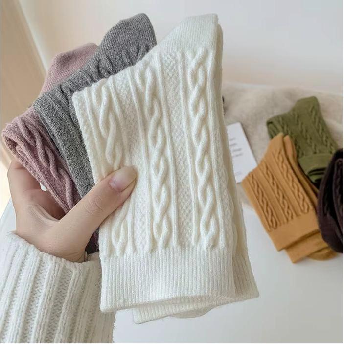 [] Nasuku - Kaos Kaki Aesthetic Wanita Knit - Kaos Kaki Korea - Kaos Kaki Wanita Korean Style - Kaos