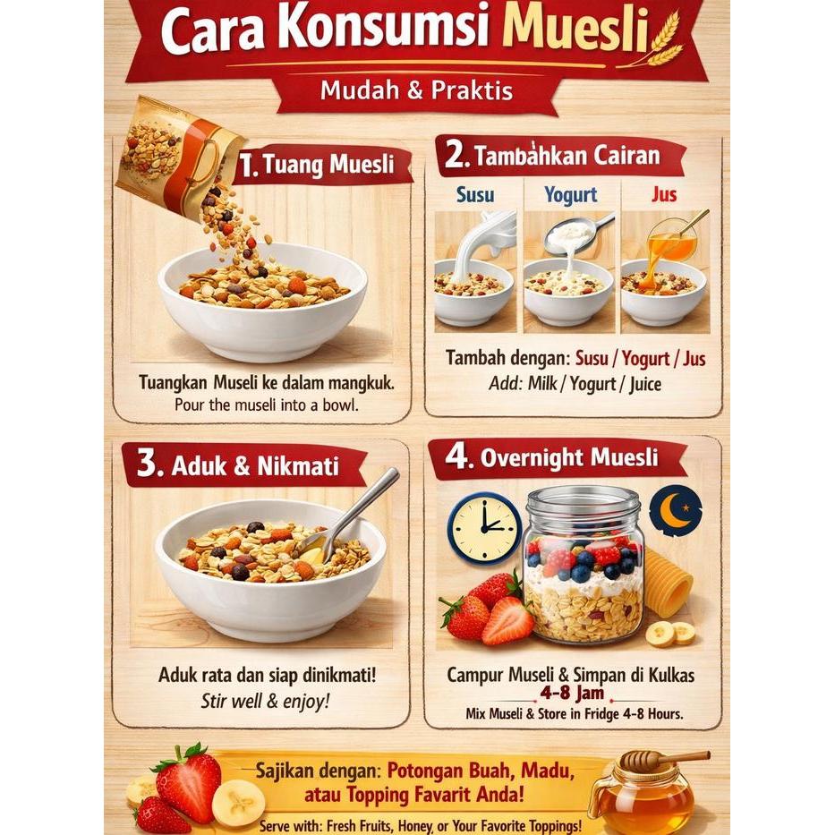 BIGSALE MUESLI SAFIYA 1 KG - MUESLI BERRY YOGURT MUESLI ORI MUESLI CHOCO - SEREAL SARAPAN FOOD