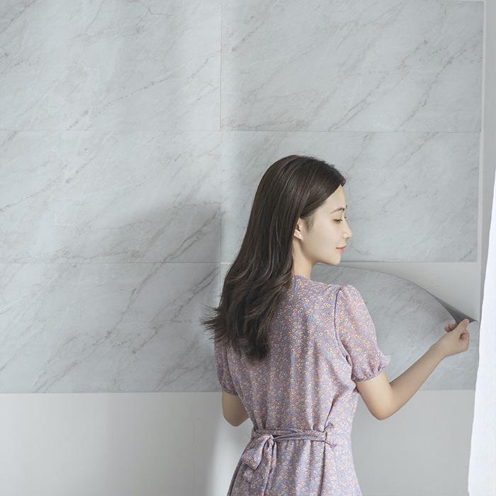 Wallpaper Stiker Dinding Vinyl Marble / Wallpaper Marble Glossy Black And White / Vinil Stiker