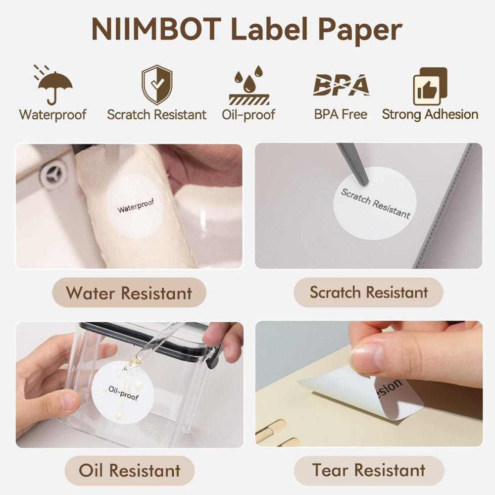 Niimbot White Label Paper For B1 B21 Mini Portable Thermal Label Printer Self-adhesive Waterproof UV