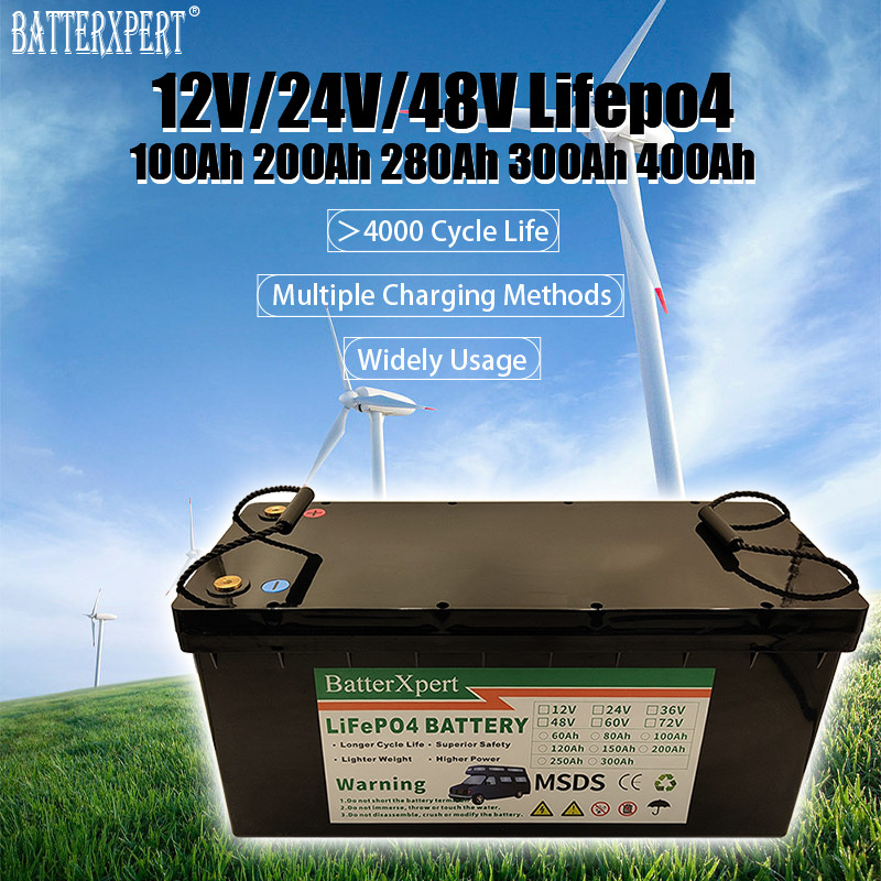 12V 24V 48V 100Ah 200Ah 280Ah 300Ah 400Ah LiFePo4 Battery Lithium Iron Phosphate Batteries For Solar