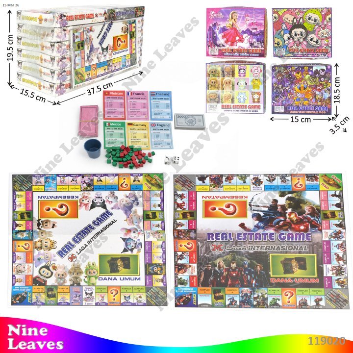 Mainan Board Game Monopoli Internasional Labubu / Ragnarok / Naruto / Real Estate Game