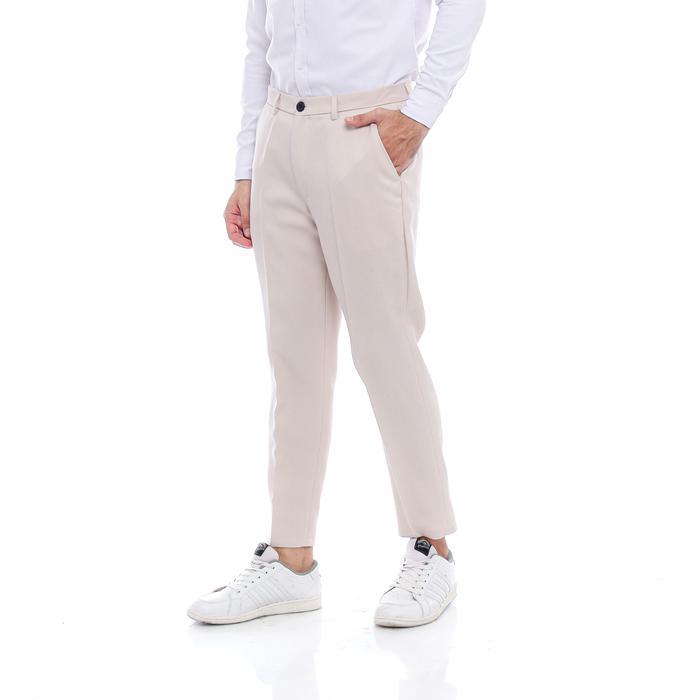 NEW!!! DZARGO - Celana Ankle Pants Pria (formal, bahan, kantor, kain, kerja) panjang slimfit - Cream