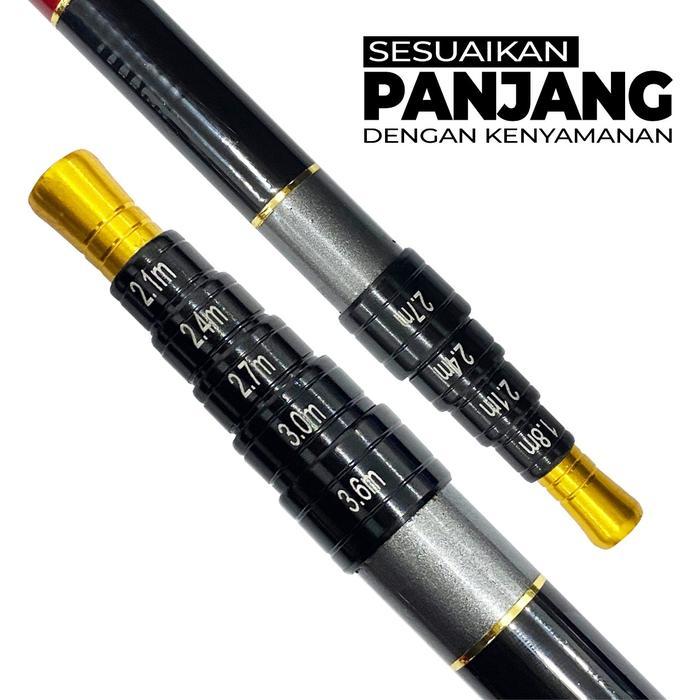 Tegek Zoom Ukuran 180-360 Joran Pancing Antena Bahan Carbon Gloss Ceramic Coating Joran Tegek Zoom