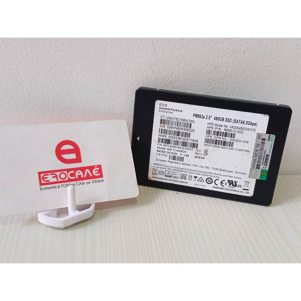 SSD SATA Hewlett Packard HP Enterprise by Samsung PM863a 480GB SATA III 6Gbps --Terima Tukar Tambah 