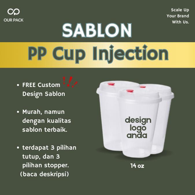 Sablon Cup Gelas PP Injection Bening 14 oz