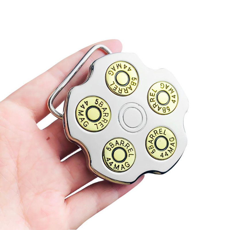 3D Stereoscopic Metal Revolver Gun Bullet Bullet Spinner Enamel Belt Buckle Cool Punk Western Cowboy