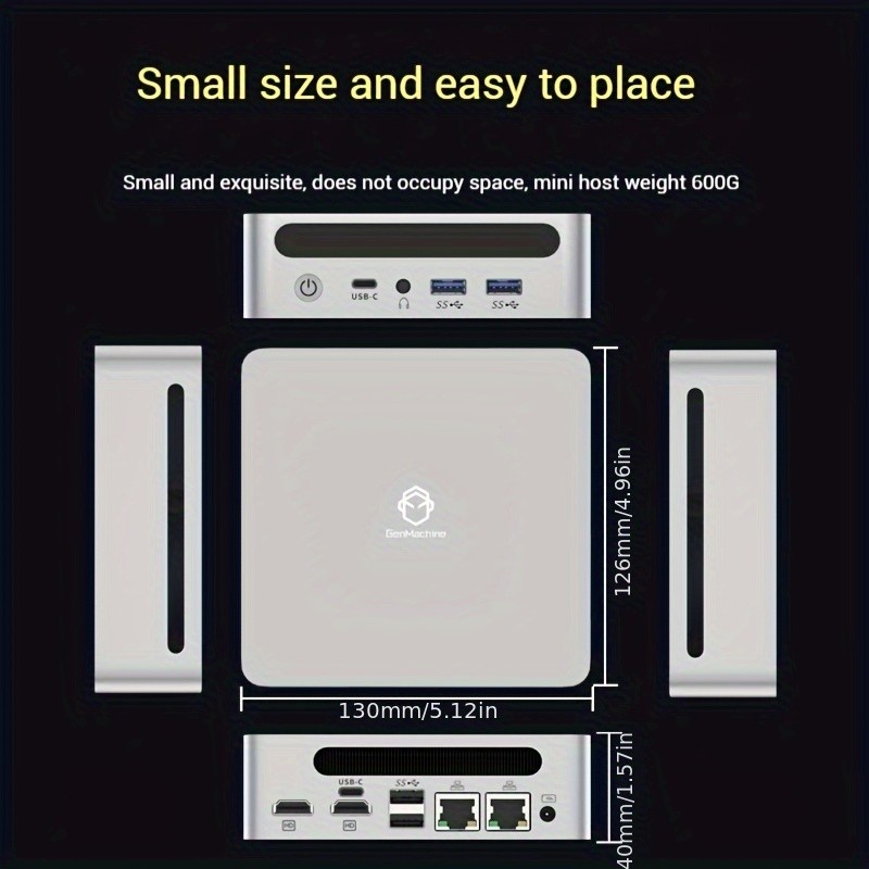 Genmachine AMD 7735HS LPDDR5 16G 6400Mhz Mini PC Windows 11 Ryzen WiFi 6 Gaming PC Display Diy