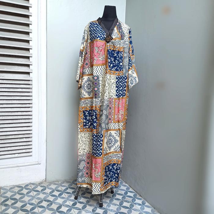 dress/ gamis kimono satin jumbo manohara
