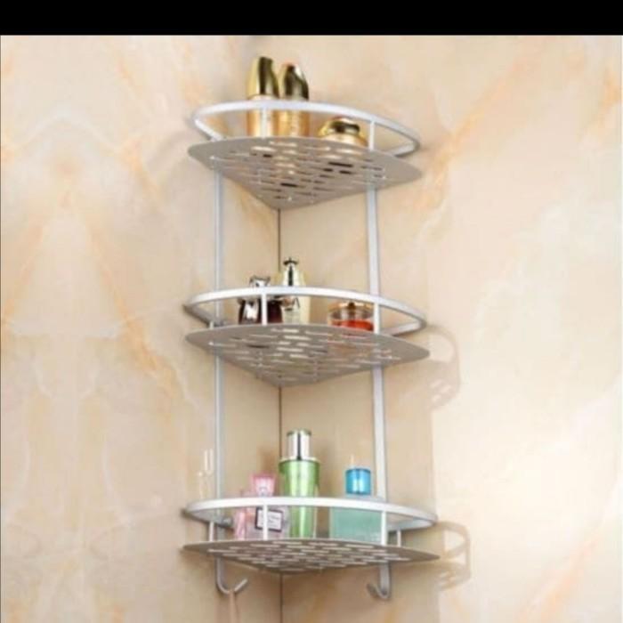 Rak sudut Toilet Wc Tempat sabun kamar mandi Siku Alumunium 3 Susun Wc