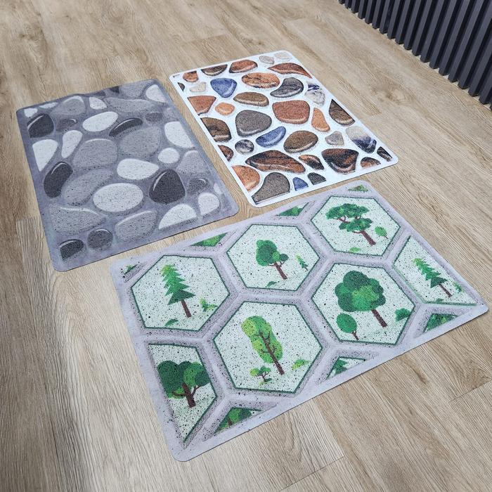 Keset Timbul 3D Dapur Kamar Bahan Keset Mie PVC Motif Batu Pohon