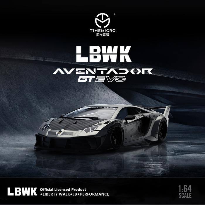 Diecast Time Micro 1:64 Lamborghini Aventador GT Evo LBWK Silver Full Modif Koleksi Hadiah Mainan
