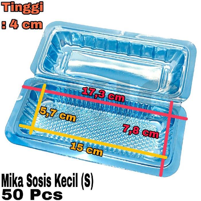 Mika Plastik Kotak Bening SOSIS Kecil S Isi 50 Pcs GLX Box Wadah Makanan Tray Mini Hotdog Corndog