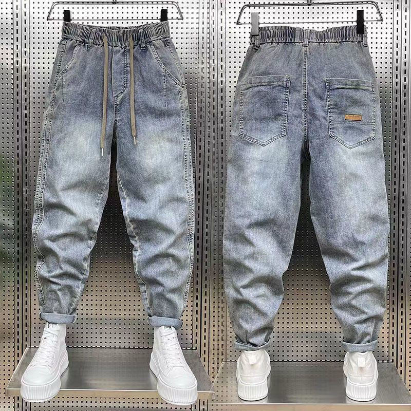 Summer 2024 Blue Classic Vintage Jeans Streetwear Harem Jeans Pants High Quality Luxury Brand Men