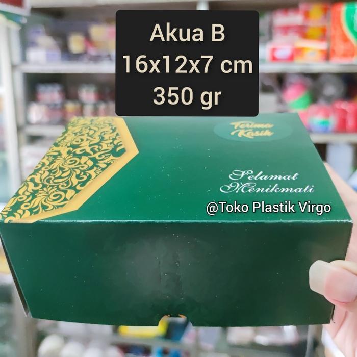 Box / Kardus / Dus Snack Kue Makanan - 16x12x7 cm - Akua B Green Gold