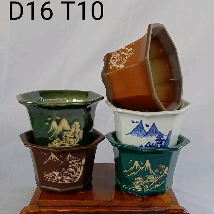 pot keramik bonsai segi 8