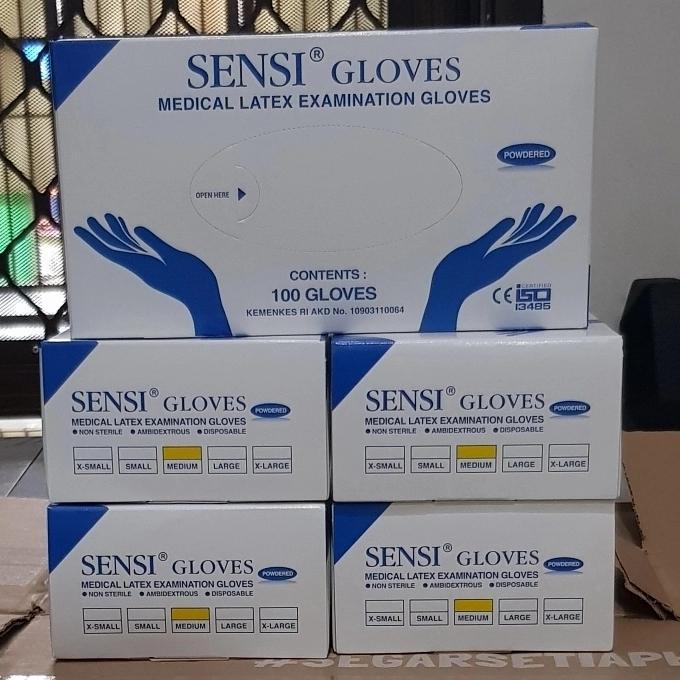 N3W CUCI GUDANG SARUNG TANGAN SENSI GLOVES LATEX UKURAN S-M-L ISI 100