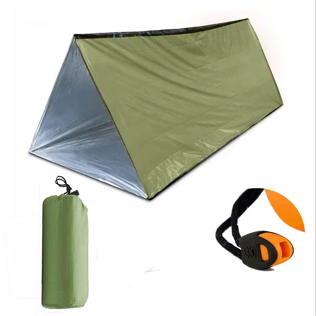 Emergency Shelter Bivy Survival Tube Tent Kit Mylar Tube Tent Sleeping Bag Waterproof Outdoor SOS