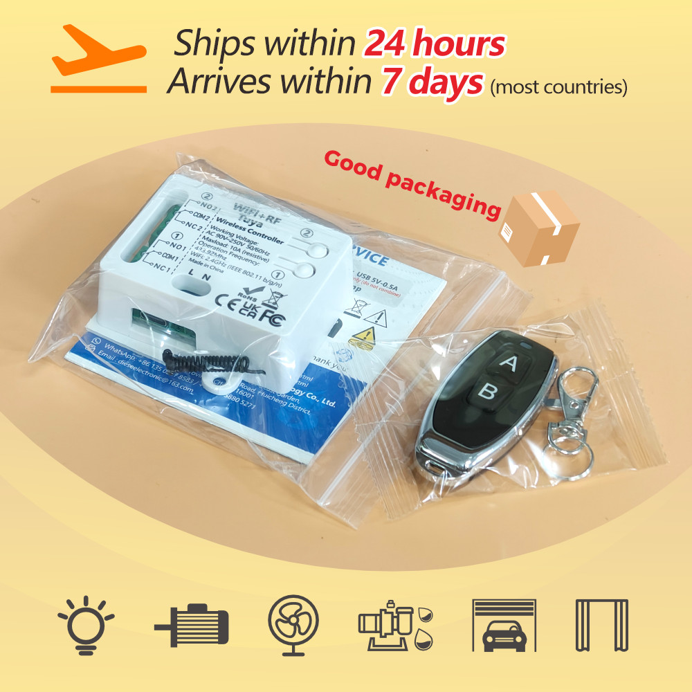 Tuya WiFi RF 433Mhz Smart Light Switch Motor Switch AC 110V 220V 230V 10A 2CH Support Alexa Google