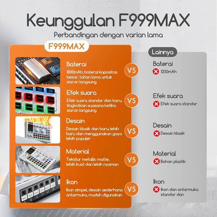 Bonkyo F999MAX Sound Card Bluetooth Live SoundCard F999MAX Soundcard Audio Live Mixer untuk Live