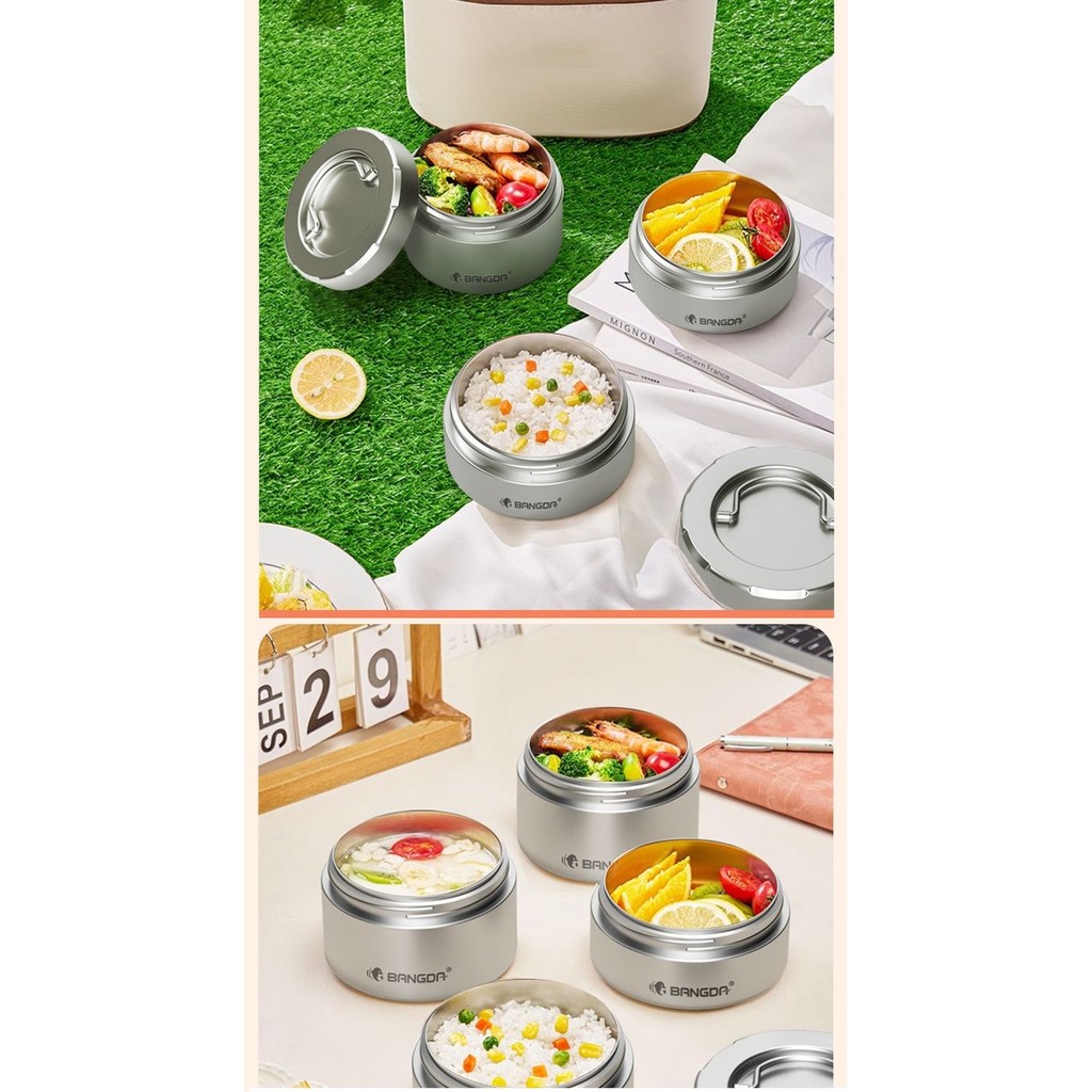 Portable Insulated Lunch Container Set, Outdoor Lunch Box, Stackable 316 Stainless Steel