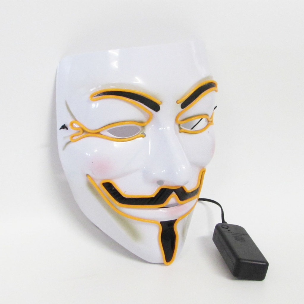2024 Halloween Cosutmes Cosplay Guy Fawkes Hacker Mask Vendetta Mask Luminous LED Halloween Mask