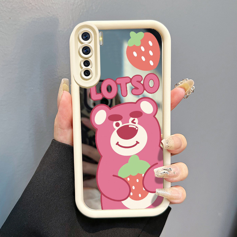 Casing Hp Untuk OPPO A91 OPPO F15 OPPO Reno 3 Case Beruang Stroberi lotso Cesing elegan Mirror Kasin
