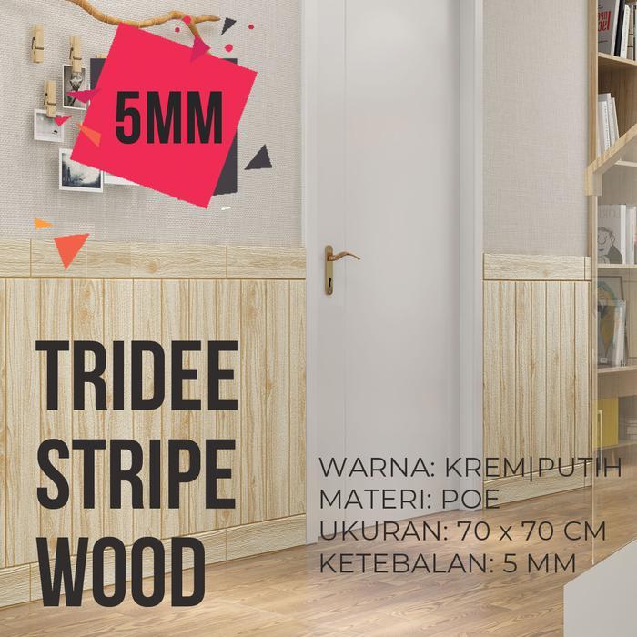 Classy Wallpaper Foam 3D Motif Kayu Putih White Wood TRIDEE STRIPE WOOD