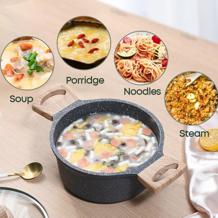 7 PCS Carote Set Peralatan Masak Anti Lengket Kuali Batu Granit