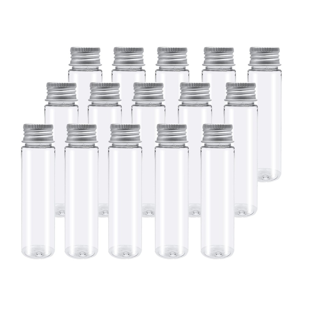 15Pcs 110Ml Plastic Test Tube,Clear Flat Test Tubes,Plastic Test Tubes with Screw Caps for