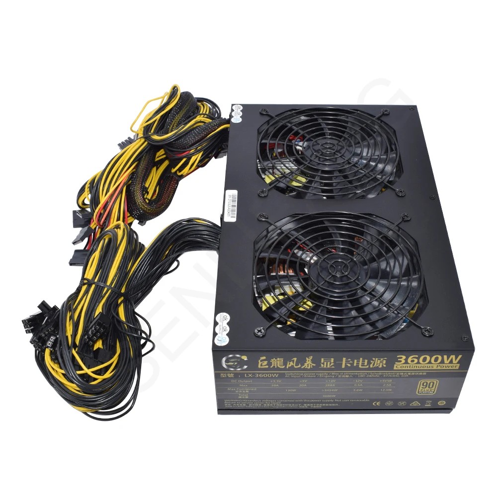 High Quality 3600W ATX Power Supply Bitcoin Support 12 Card Miner Rig Pico BTC ETC Mining PSU